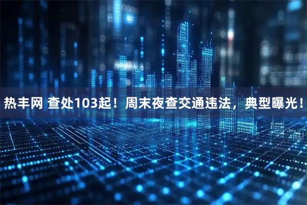 热丰网 查处103起！周末夜查交通违法，典型曝光！