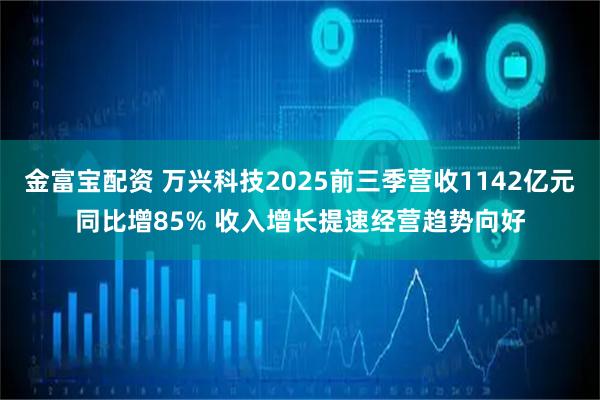 金富宝配资 万兴科技2025前三季营收1142亿元同比增85% 收入增长提速经营趋势向好
